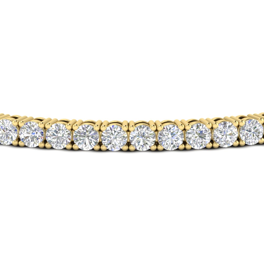 6 Carat Round Diamond Tennis Bracelet with 14K Yellow Gold White Diamond